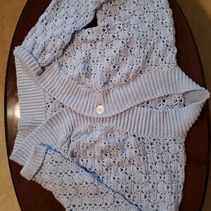 Handmade Crochet Women's Light Blue  Shrug